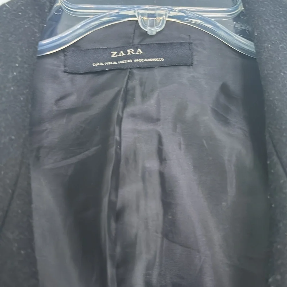 Zara coat black wool large silver buttons - Picture 3 of 5